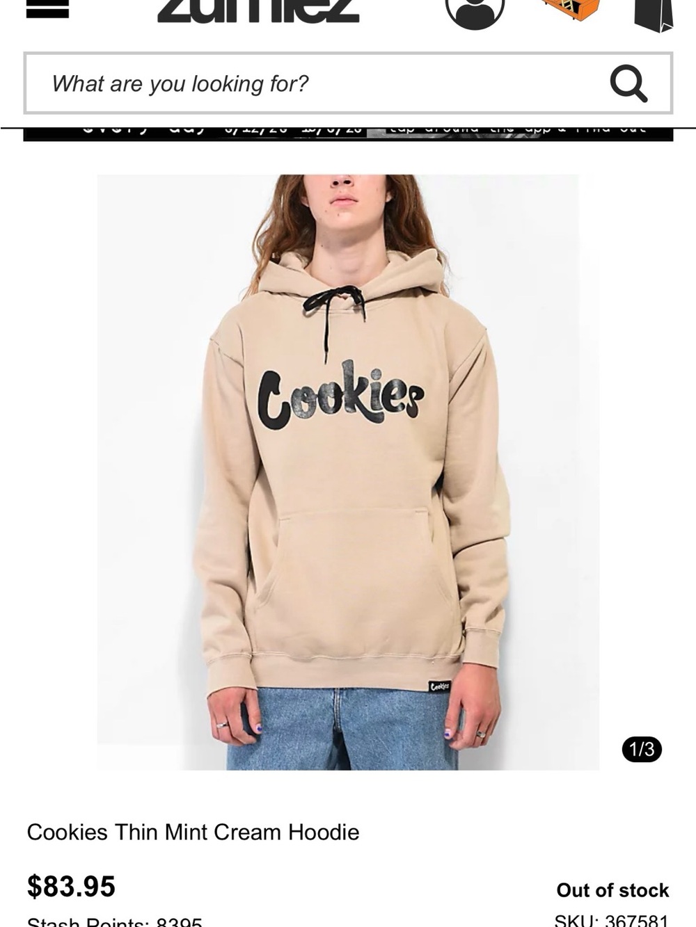 Cookies Thin Mint Cream Hoodie Medium
